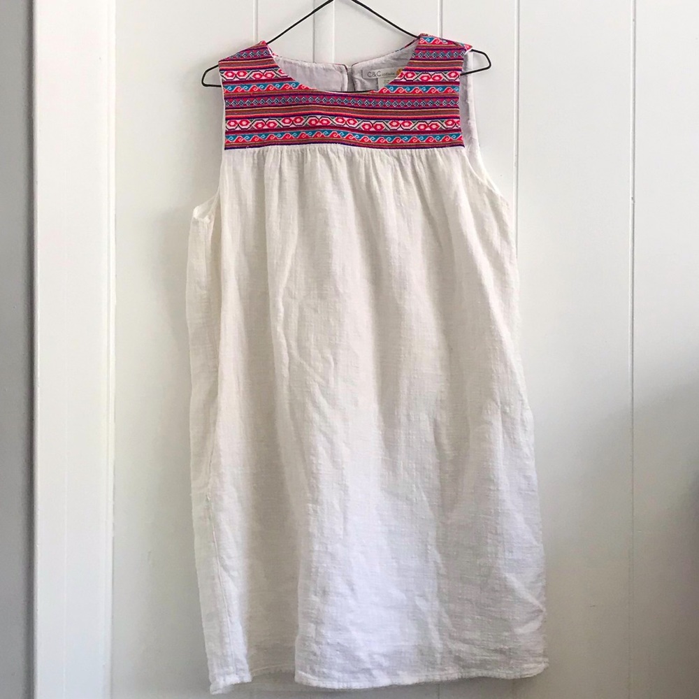 Boho Beach Summer Peasant Folk Linen dress